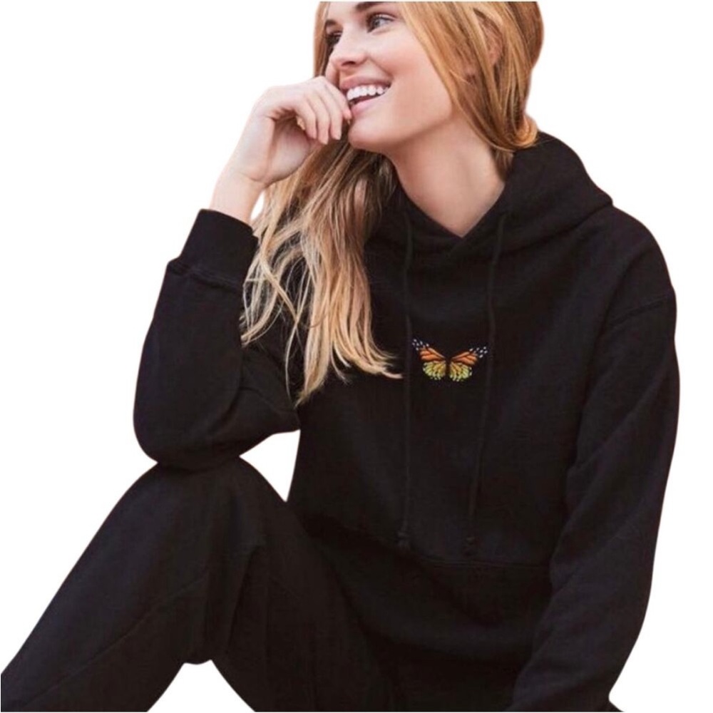 John Galt California Brandy PacSun monarch butterfly hoodie sweatshirt black M
